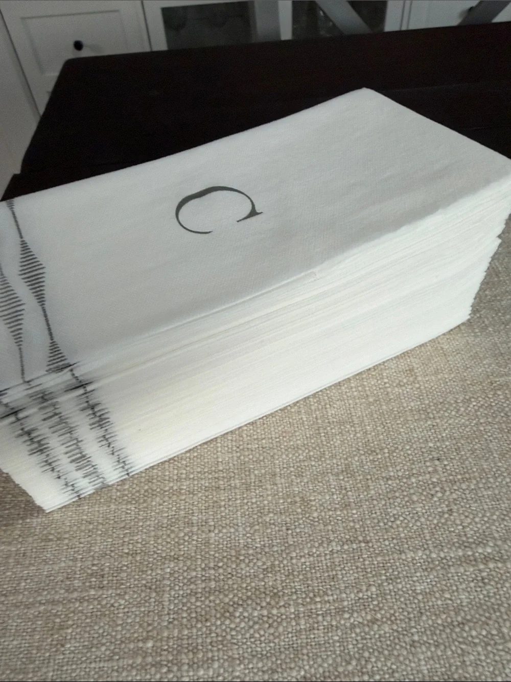 💕Set of 30 Monogram 'C' White Paper Napkins with Gray Stripe